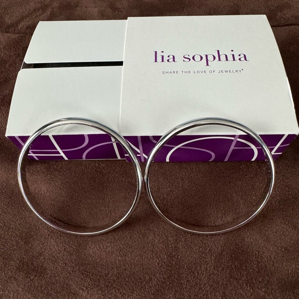 Lia Sophia SET OF TWO Silver Bangle  Bracelets